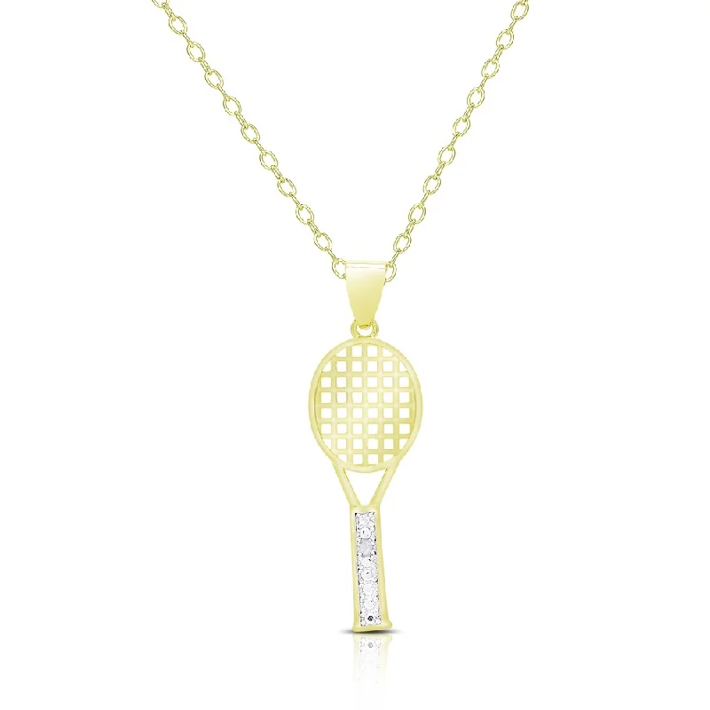 Thai style necklaces-Finesque Gold Overlay Diamond Accent Tennis Necklace