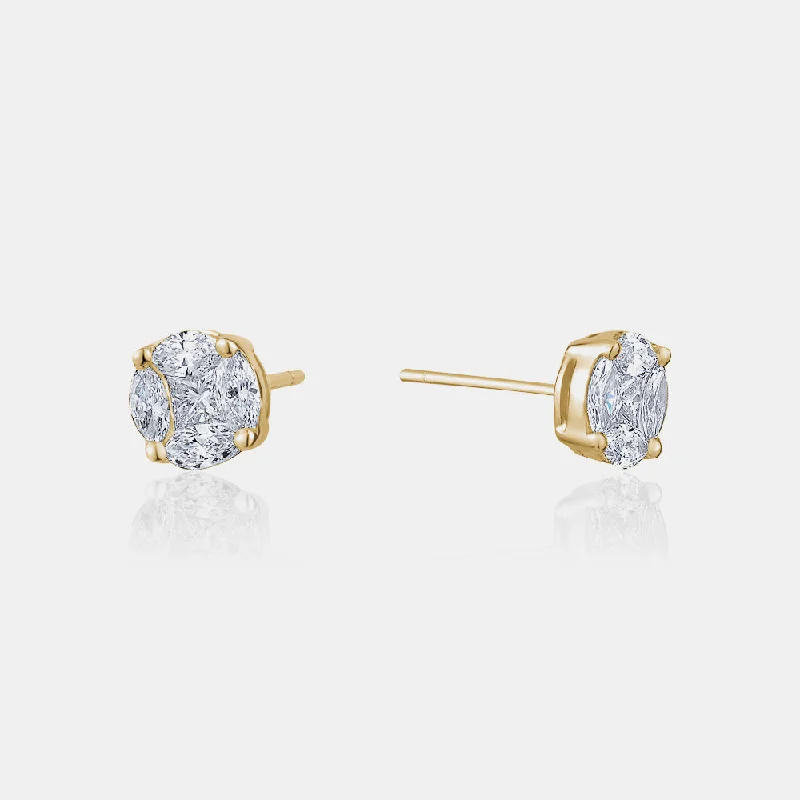 Subtle gem earrings-Diamond Illusion Studs