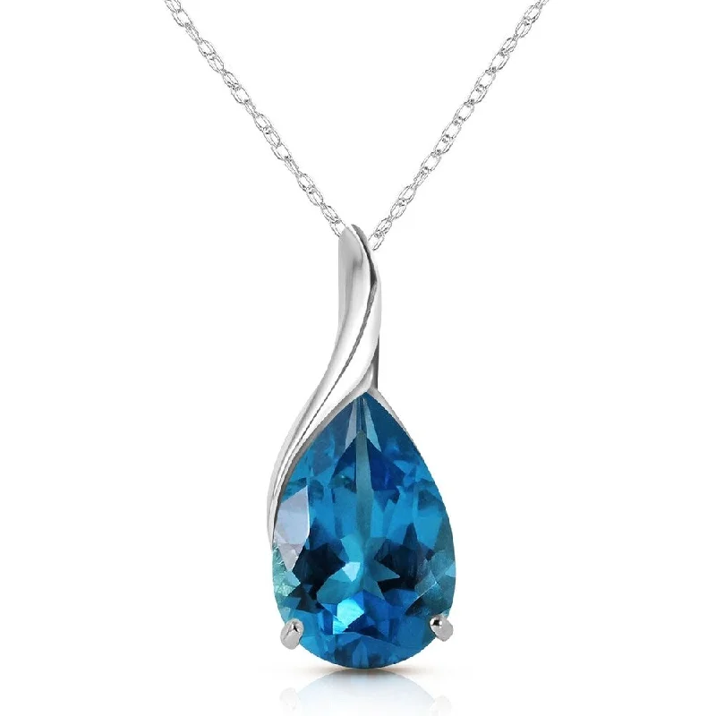 Fiber fringe necklaces-4.7 Carat 14K White Gold Life Is Eventful Blue Topaz Necklace