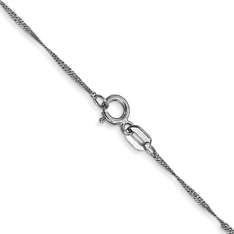 Twisted knot necklaces-Curata 14k White Gold Solid 1.0mm Diamond-cut Singapore Chain Necklace Options: 16 18 20 24 30