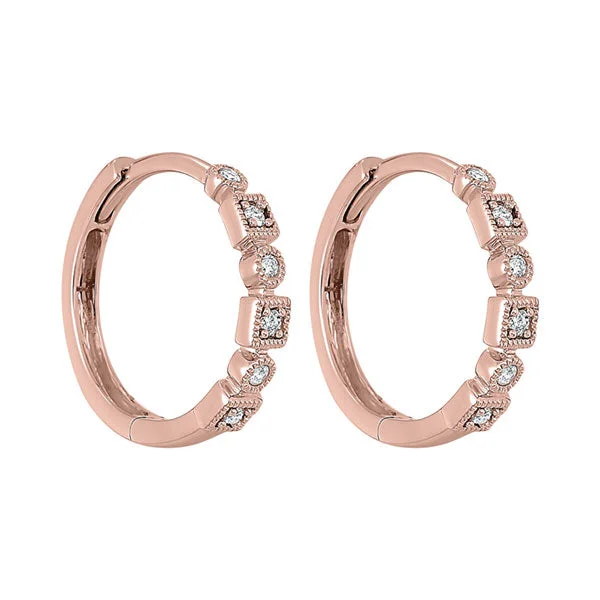 Trekker motif earrings-14KT ROSE GOLD DIAMOND (1/8CTW) EARRING