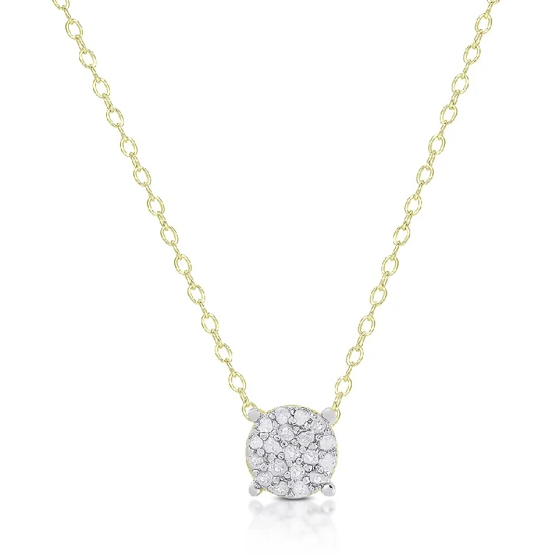 Round stone necklaces-Finesque Gold Over Silver or Sterling Silver 1/10ct TDW Diamond Circle Necklace 9I-J, I2-I3)