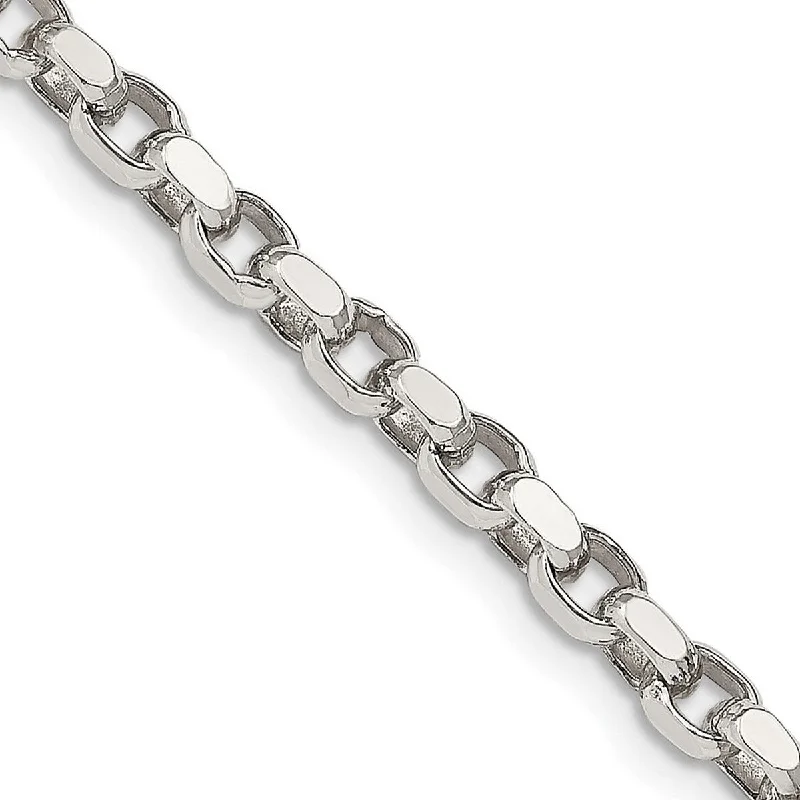 Tribal braid necklaces-Curata 925 Sterling Silver Polished 3.5mm Rolo Chain Necklace (Lobster)