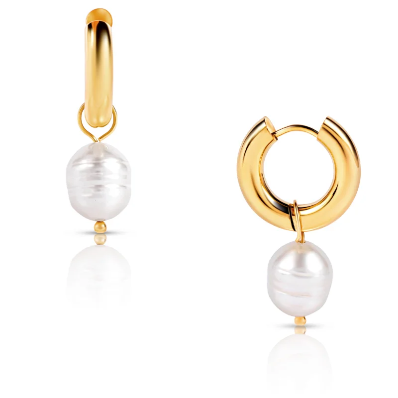 Petal design earrings-Melrose Mini Hoop Pearl Earring