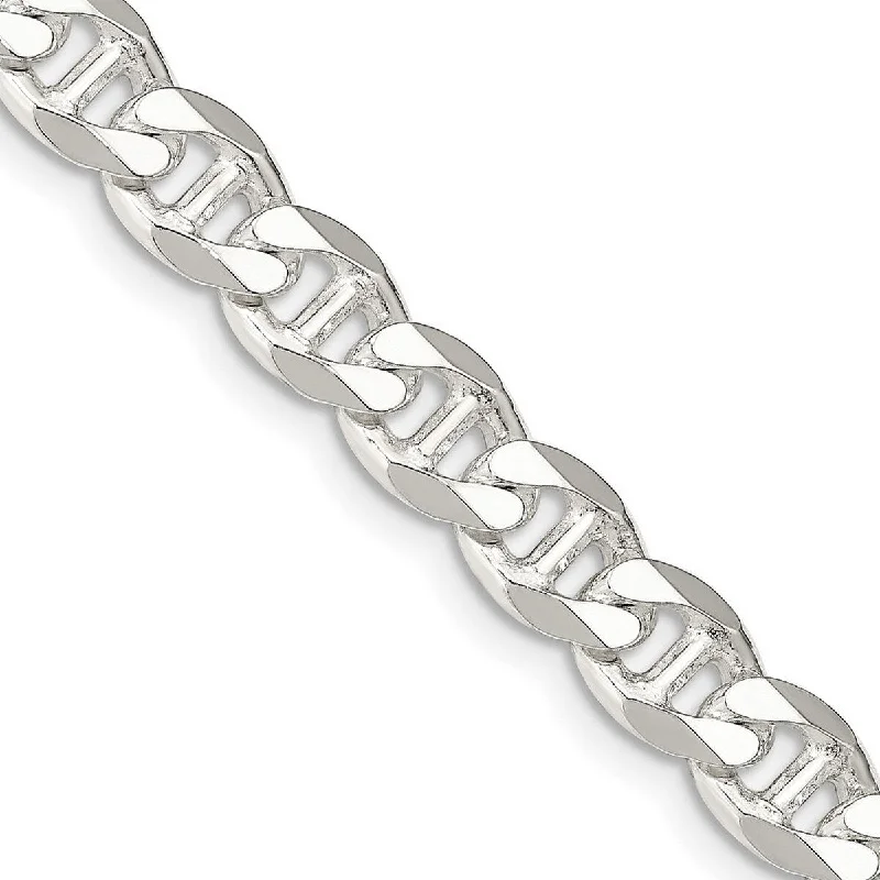 Frosted bead necklaces-Curata 925 Sterling Silver 8.25mm Flat Mariner Anchor Chain Necklace For Men