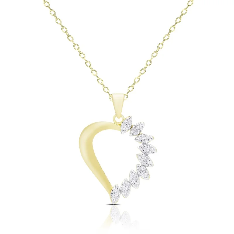 Vivid stone necklaces-Finesque Gold Overlay Diamond Accent Heart Necklace