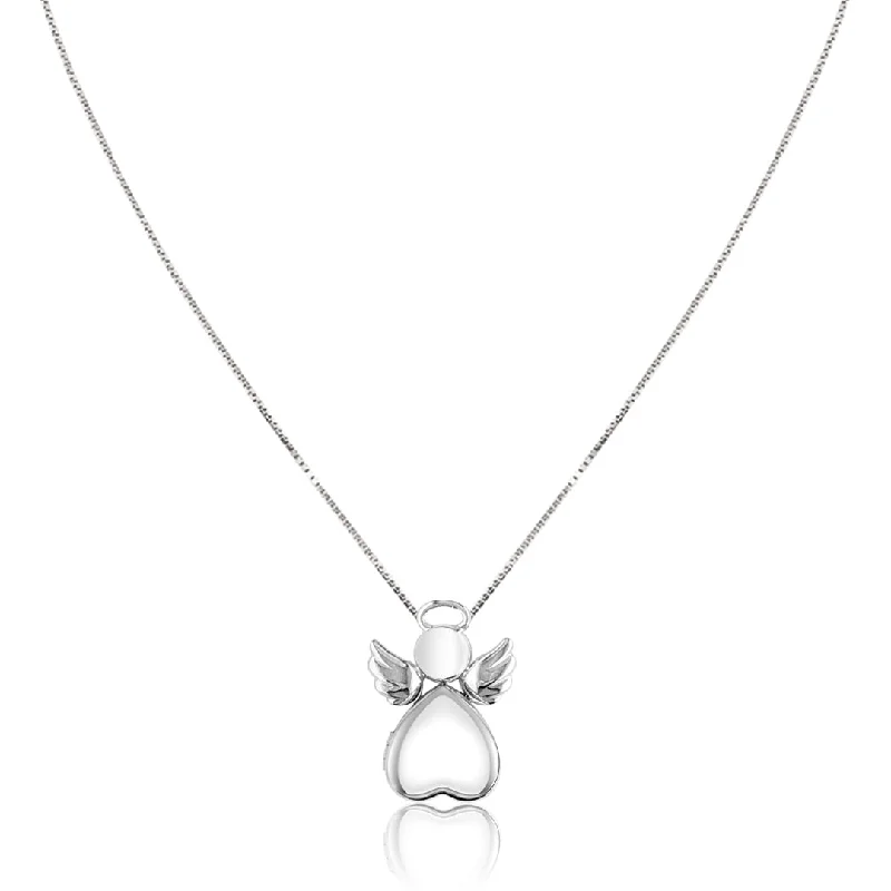 Heavy gem necklaces-Sterling silver "angel " locket necklace