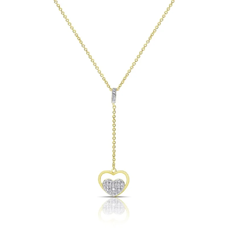 Frosted bead necklaces-Finesque Gold or Silver Overlay Diamond Accent Heart Necklace