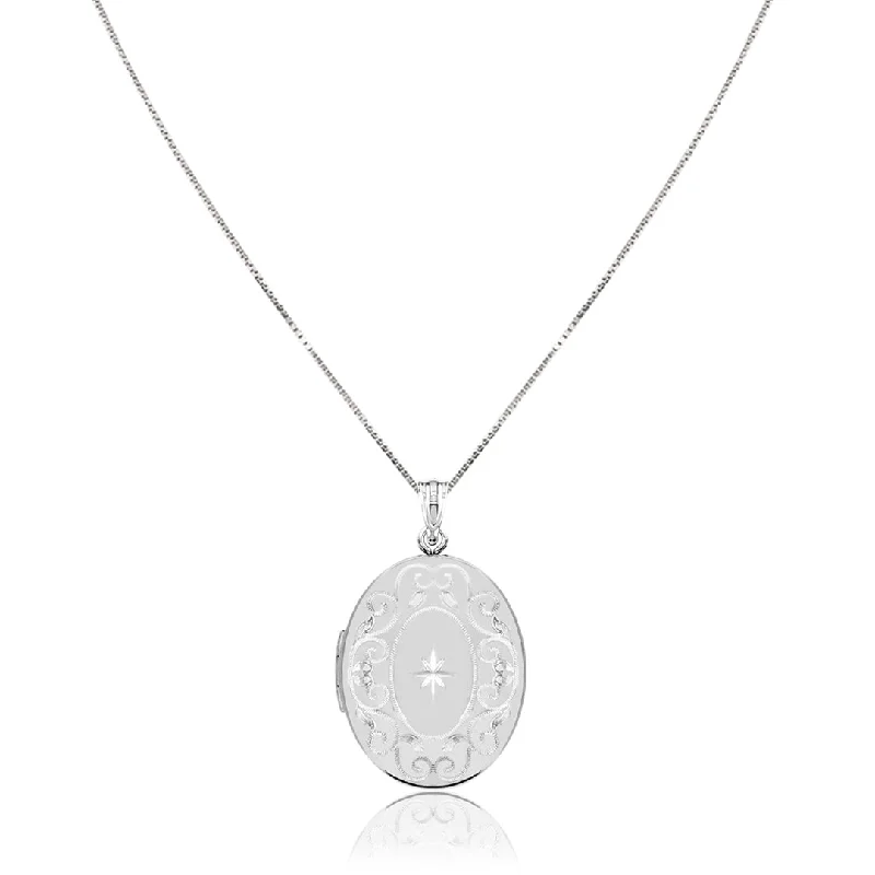 Sleek bar necklaces-Sterling silver oval locket necklace