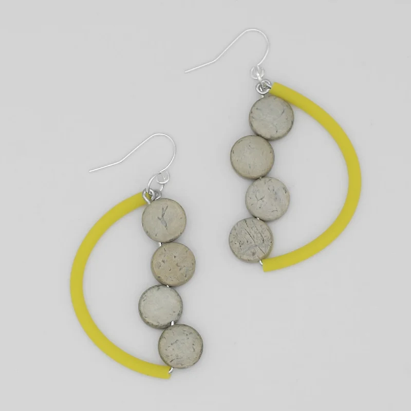 Smooth stud earrings-Yellow Half Moon Dangle Earring