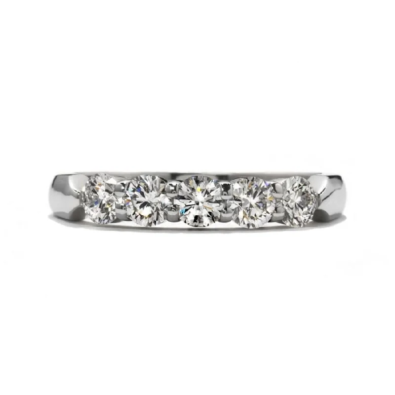 Sculptural engagement rings-0.35ct Round Brilliant Cut Diamond 5-Stone 18ct White Gold Half Eternity Ring