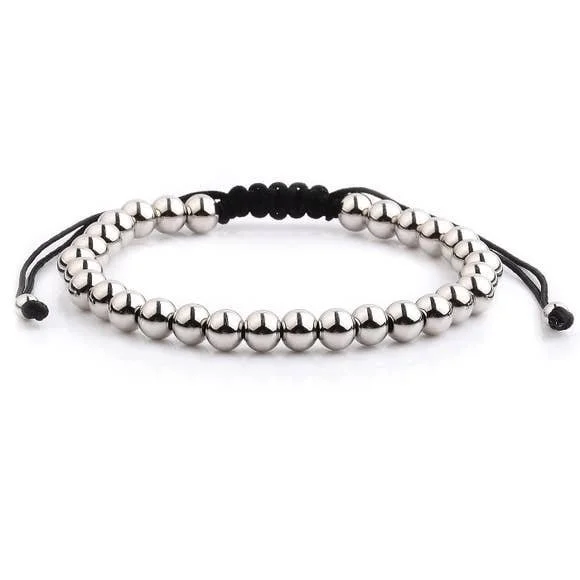 Crystal-twisted bangles-Polished Stainless Steel Men's Adjustable Bracelet