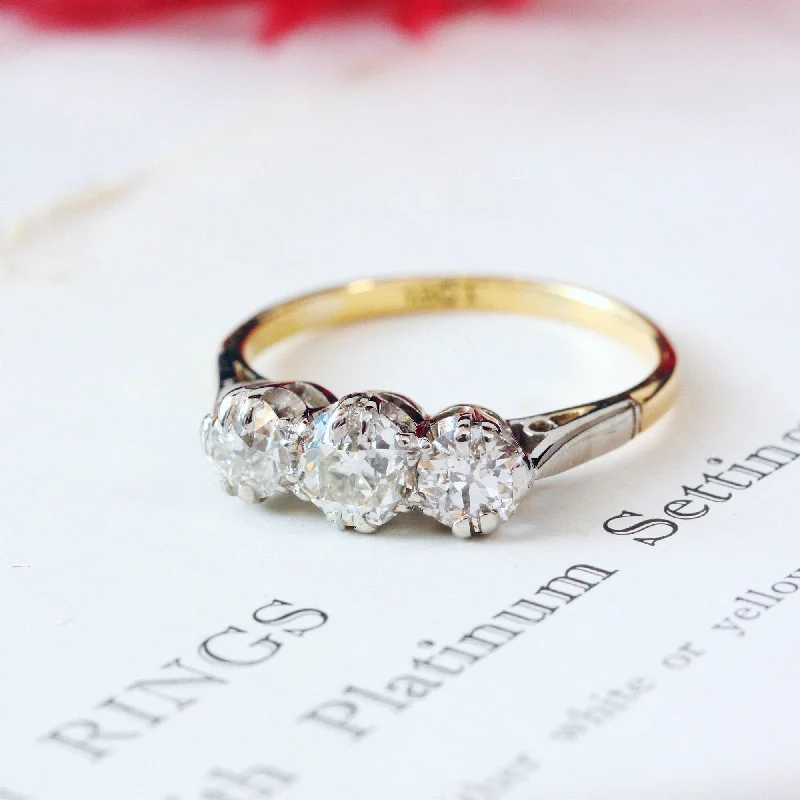 Small flower rings-Much Desired Vintage Trilogy Diamond Engagement Ring