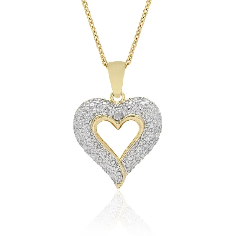 Tie-style necklaces-Finesque 18k Gold Over Sterling Silver Diamond Accent Heart Necklace