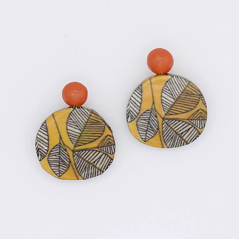 Pure gem earrings-Orange and Gold Fall Feeling Earrings