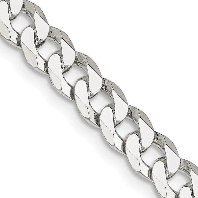 Sleek design necklaces-Curata 925 Sterling Silver 6mm Beveled Curb Chain Necklace for Men