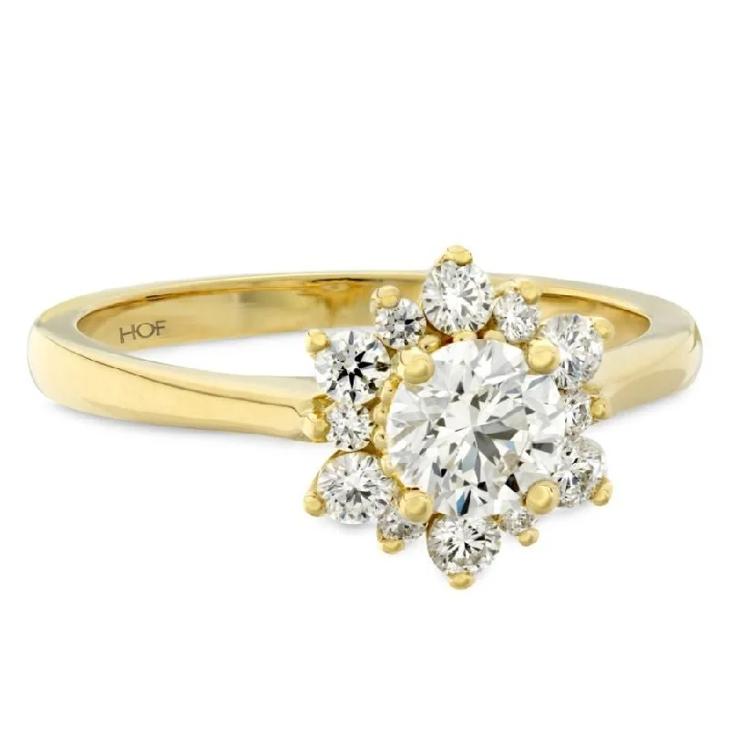 Radiant star engagement rings-18ct Yellow Gold Delight Lady Round Brilliant Cut Diamond Cluster Ring