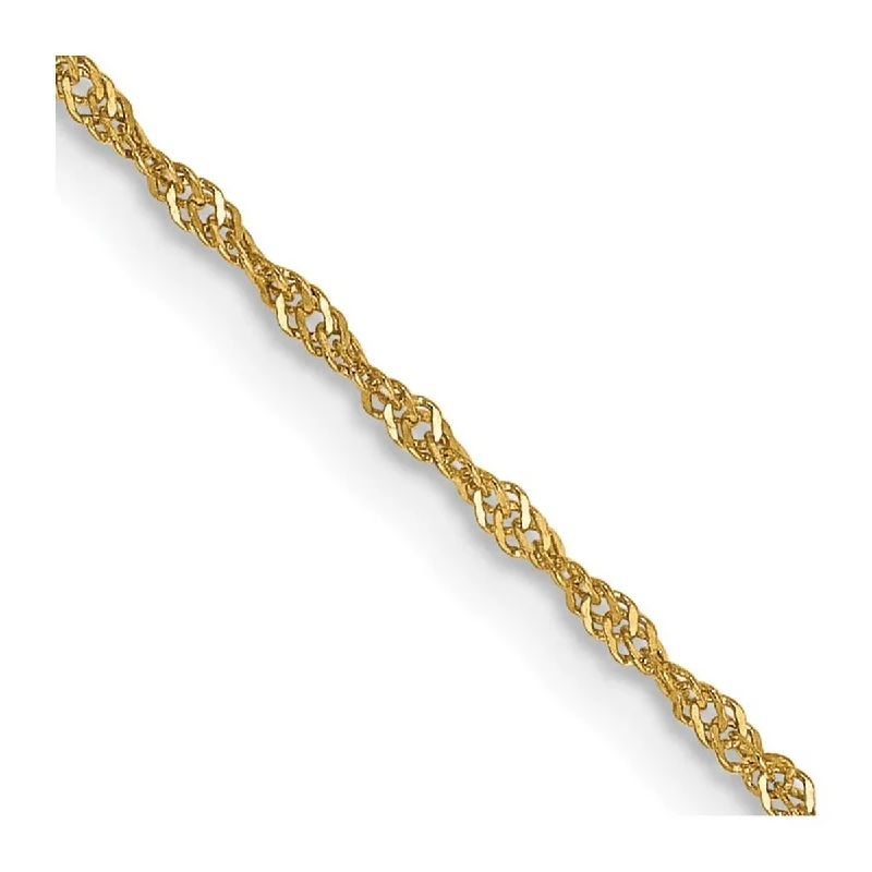 Hemp cord necklaces-Curata 14k Yellow Gold Solid 1.10mm Diamond-cut Singapore Chain Necklace Options: 16 18 20 24 30