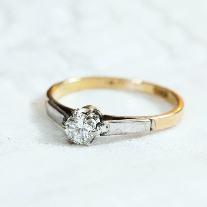 Pure modern rings-Vintage Mid Century Diamond Solitaire Engagement Ring