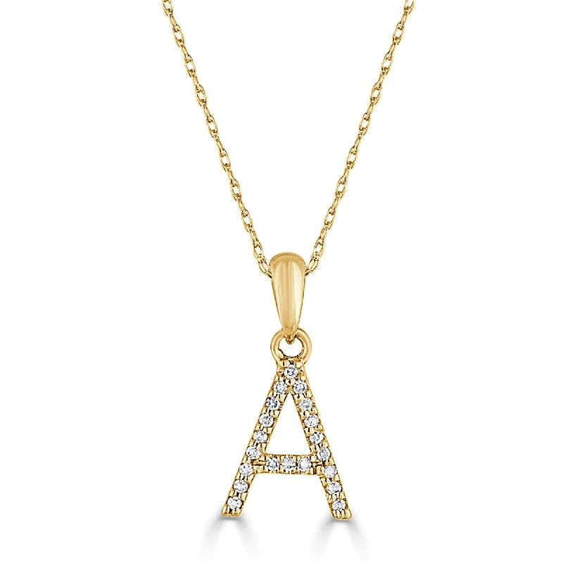 Crystal weave necklaces-Joelle 1/10 ctw Diamond Initial Pendant Necklace 14K Gold adjustable 16 to 18 inch Chain - Personalized Gift