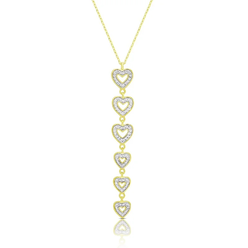 Retro photo necklaces-Finesque Gold Over Sterling Silver Diamond Accent Heart Link Necklace