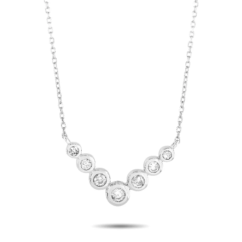 Smooth pendant necklaces-White Gold 0.25ct Diamond Necklace ANK-15739 Length 16 Inch