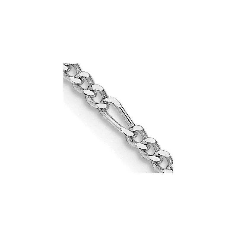 Luxe stone necklaces-Curata 925 Sterling Silver Rhodium 2.25mm Figaro Chain Necklace (Lobster)