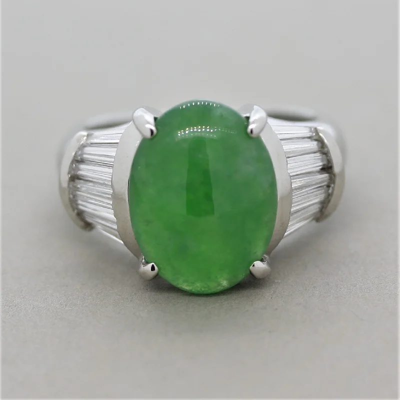 Night gothic rings-Jadeite Jade Diamond Platinum Ring