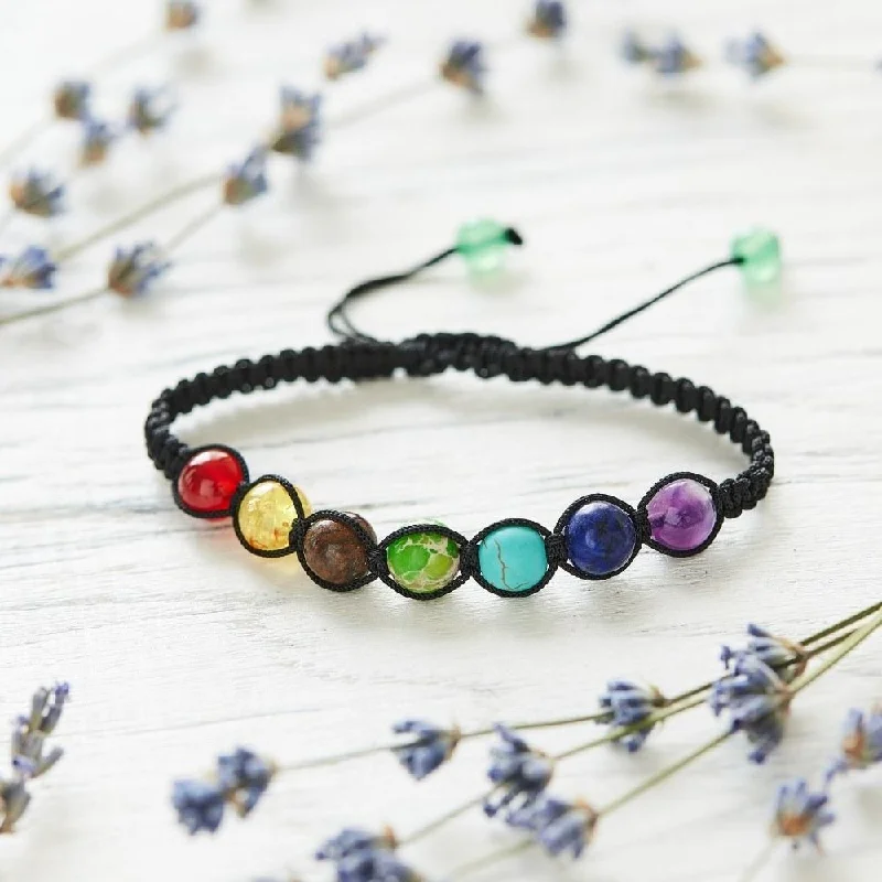 Victorian charm bangles-Rainbow Chakra Bead Bracelet