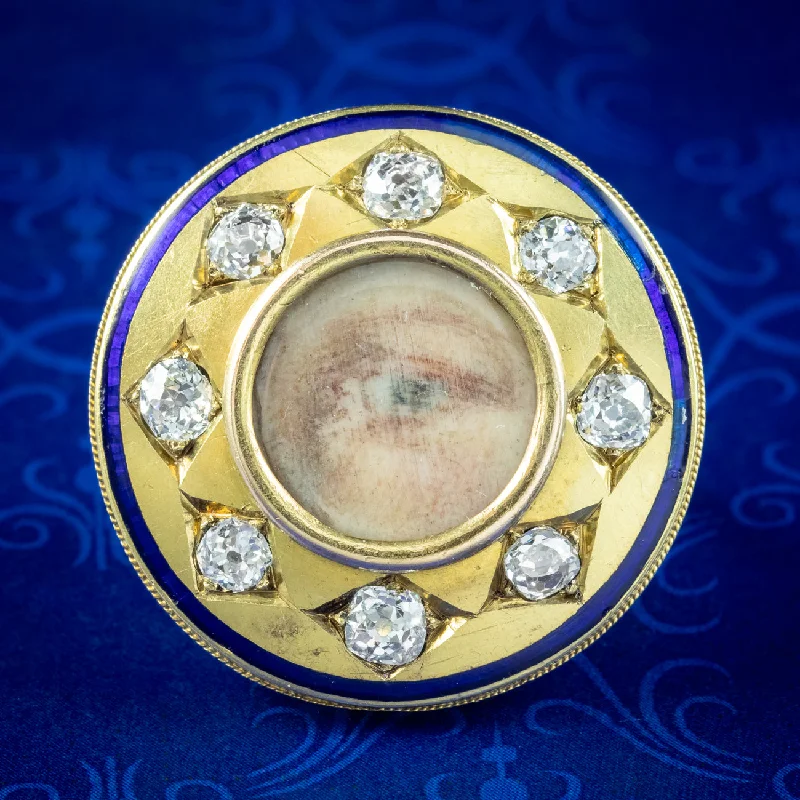 Tri-tone rings-Antique Georgian Miniature Lovers Eye Diamond Ring Signed Sir Edwin Henry Landseer With Box