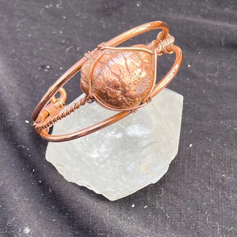 Sleek modern bangles-Copper Nodule Copper Cuff  Bracelet