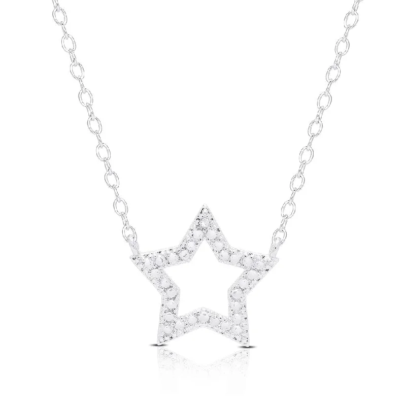 Secure clasp necklaces-Finesque Silver Overlay Diamond Accent Star Necklace