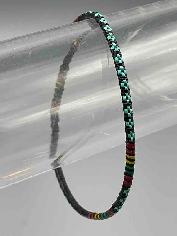 Heavy stone bangles-Narrowest Finest Design Recycled Plastic Bracelet - Turquoise