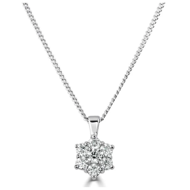 Subtle accent engagement rings-18ct White Gold Round Brilliant Cut Diamond 7-Stone Pendant