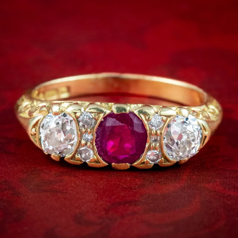 Antique promise rings-Vintage Ruby and Diamond Ring 0.65ct Ruby Dated 1978