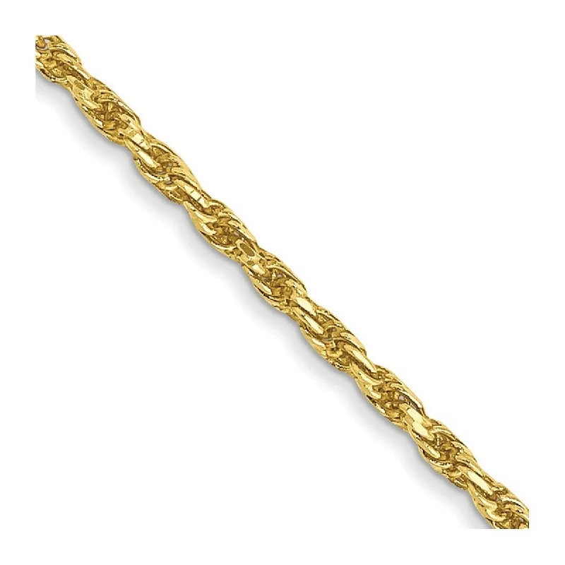 Thin bead necklaces-Curata 10k Yellow Gold Mens 1.5mm Solid Diamond-cut Rope Chain Necklace (Lobster) Options: 18 20 22 24 30