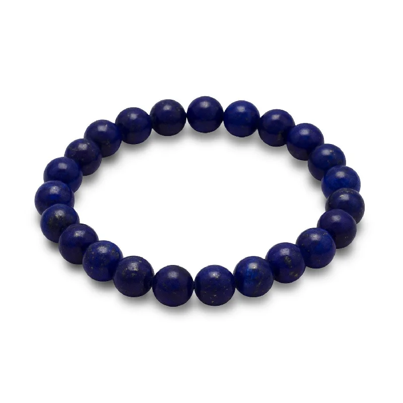 Topaz stone bangles-Lapis Bead Stretch Bracelet