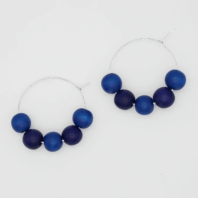 Large hoop earrings-Blue Hoop Dangle Earring