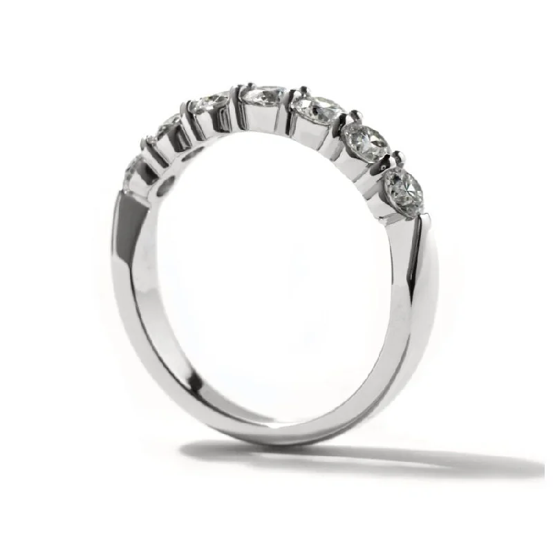 Open shank engagement rings-0.49ct Roudn Brilliant Cut Diamond 7-Stone 18ct White Gold Half Eternity Band