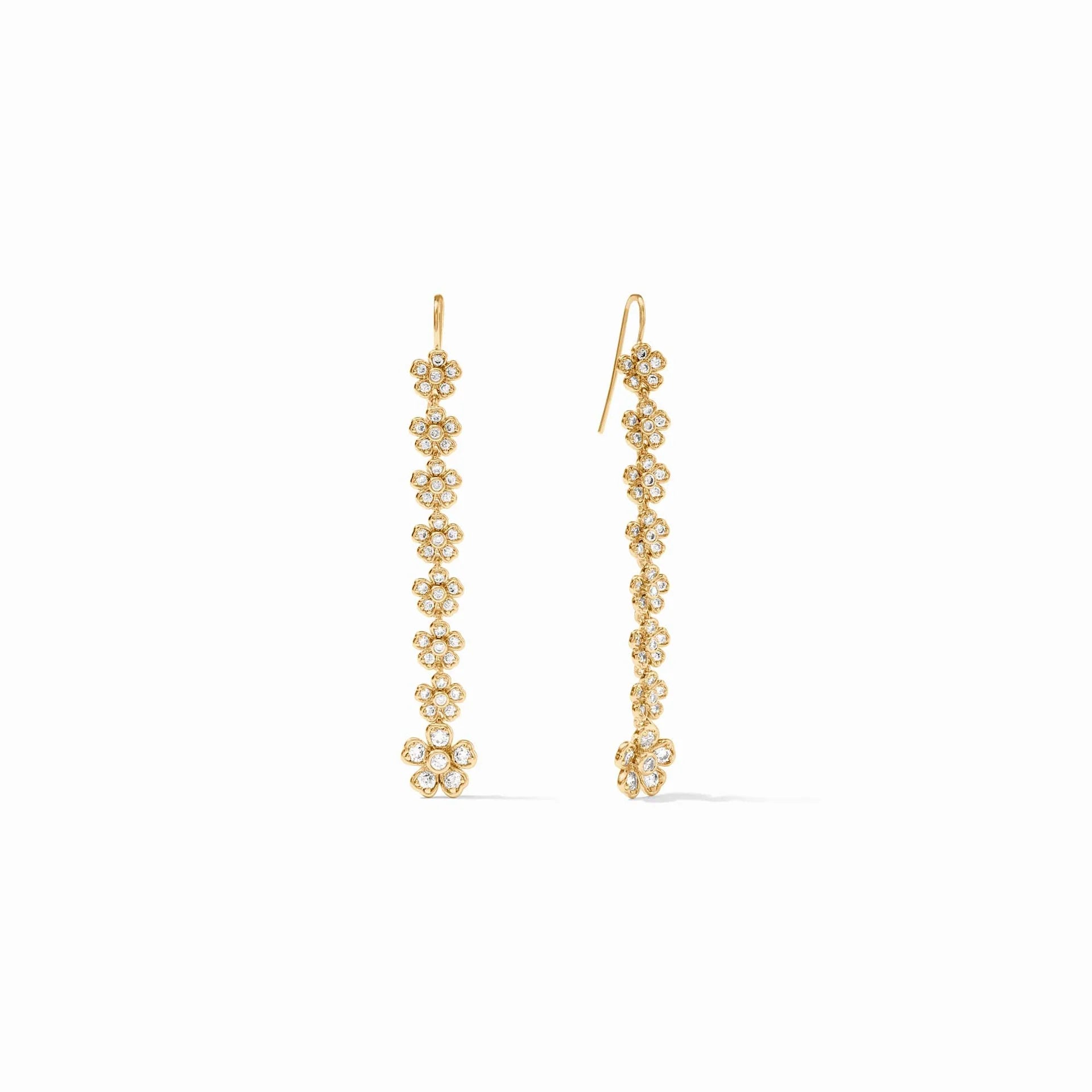 Bead braid earrings-Julie Vos Laurel Tier Earring Gold Cubic Zirconia