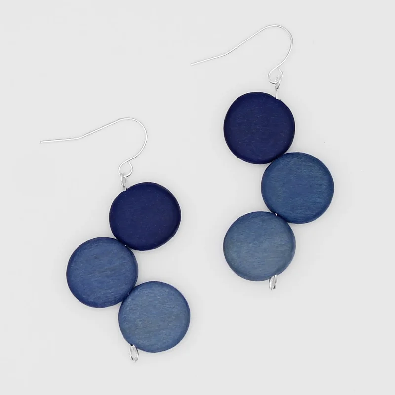 Astro motif earrings-Blue Triple Stacked Earring