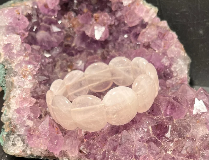 Custom word bangles-Rose Quartz 2 Strand Stretchy Bracelet