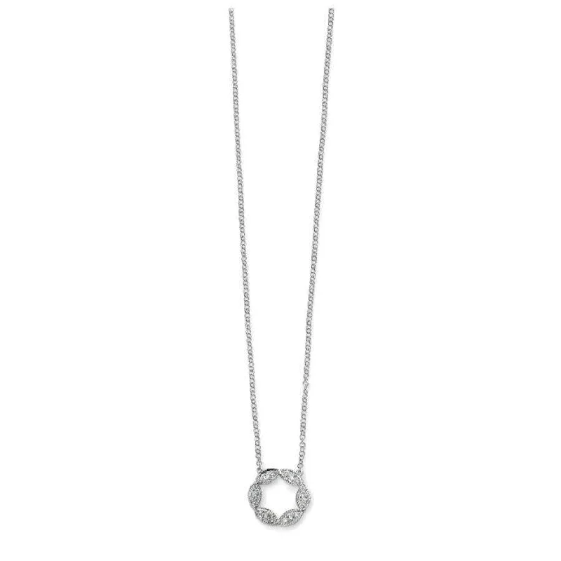 Worn bronze engagement rings-9ct White Gold Pave Set Diamond Open Circle Twist Pendant