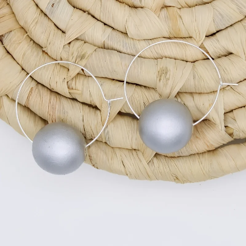 Crystal weave earrings-Silver Ball Hoop Dangle Earring