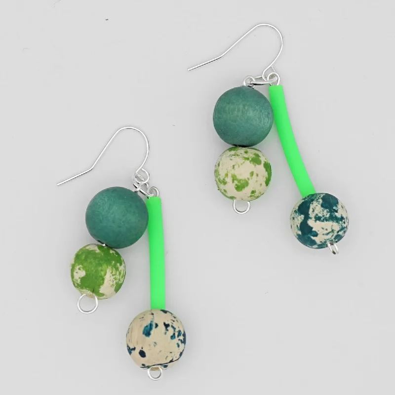 Textured disc earrings-Green Bead Jacie Dangle Earring