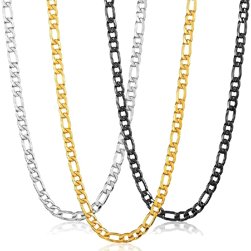 Multi-strand necklaces-Men's Stainless Steel Figaro Chain Necklace (7.5mm Wide)