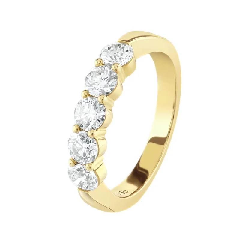 Topaz gem engagement rings-1.06ct Round Brilliant Cut Diamond 5-Stone Half Eternity 18ct Yellow Gold Ring