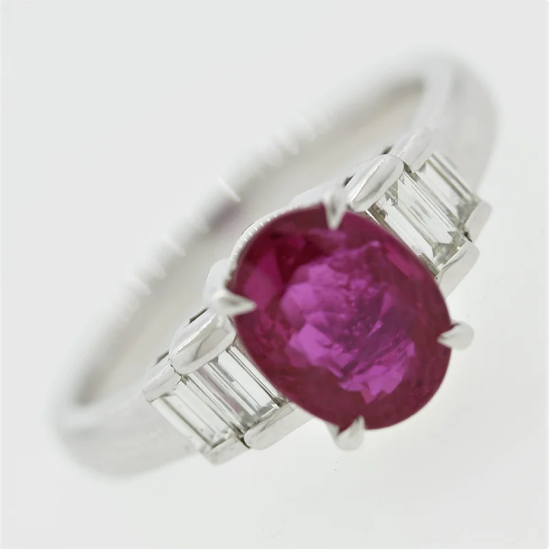 Wide band rings-2.02 Carat Burmese Ruby Diamond Platinum Ring, GIA Certified