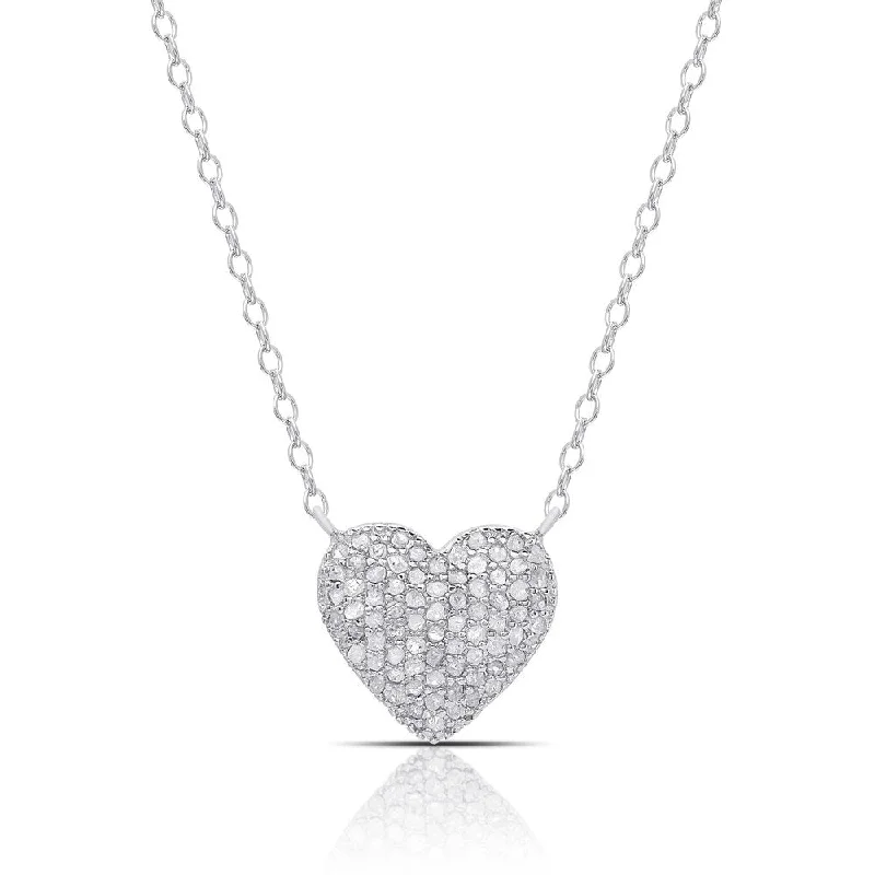 Topaz gem necklaces-Finesque Sterling Silver 1/2ct TW Diamond Heart Necklace (I-J, I2-I3)