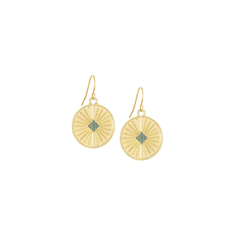 Worn medallion earrings-etched drop earring